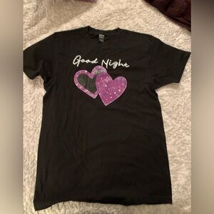 Women’s Black T-Shirt with Purple Heart Design